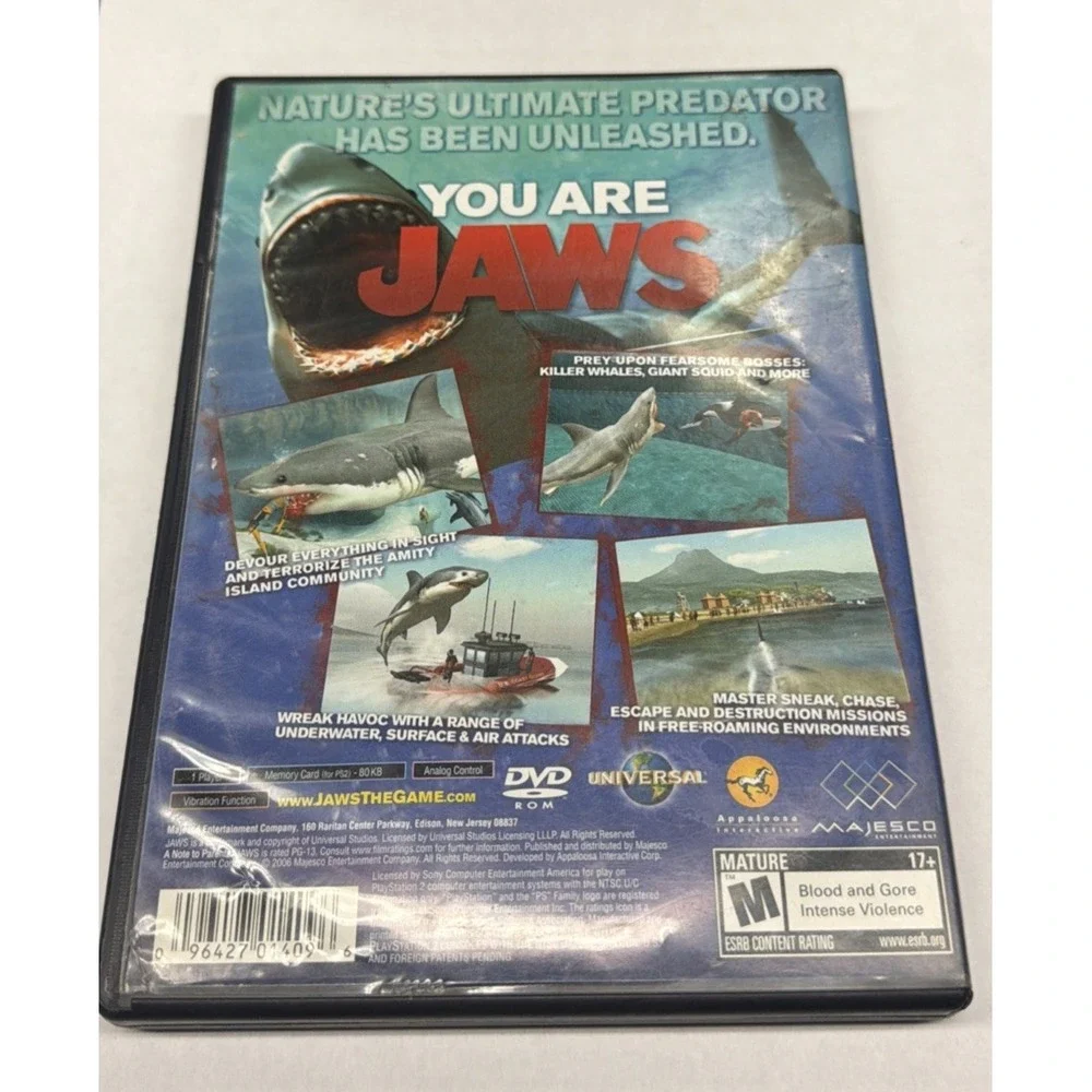 Jaws Unleashed PS2 CIB Sony PlayStation 2 2006 Video Game